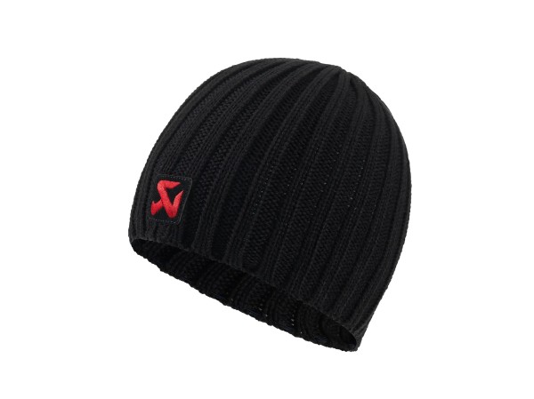 Akrapovic Knitcap Beanie Schwarz, Logo Rot