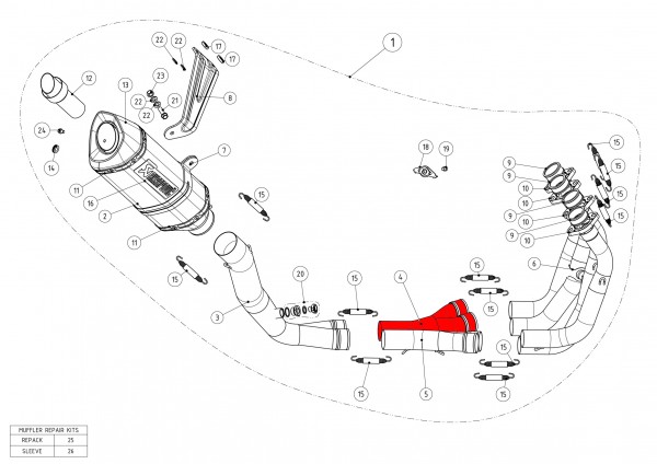 Akrapovic Sammler- Edelstahl- V4A, rechte Seite